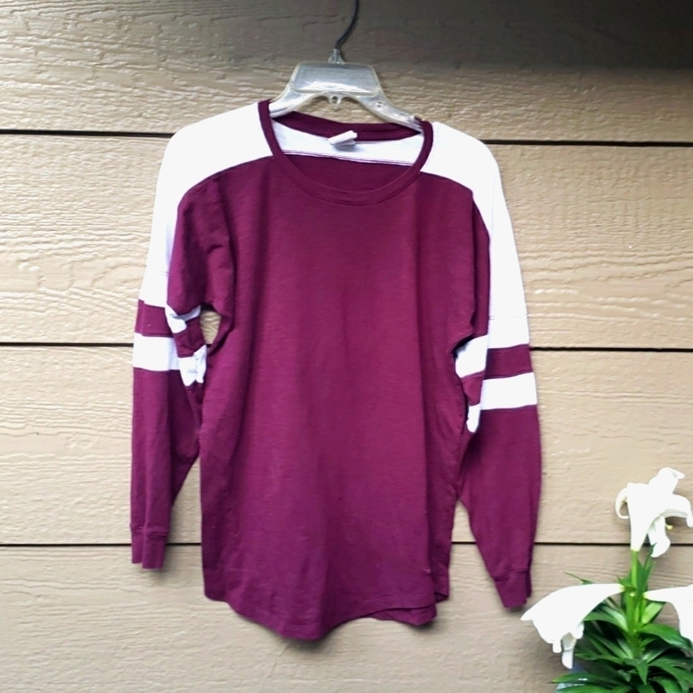 PINK Victoria's Secret Long-Sleeve Maroon campus tee Shirt long sleeve XS